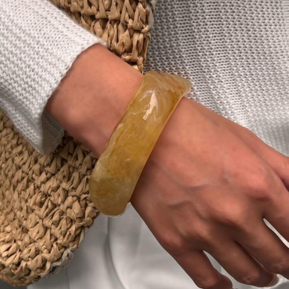 Yellow Marbled Bangle Bracelet